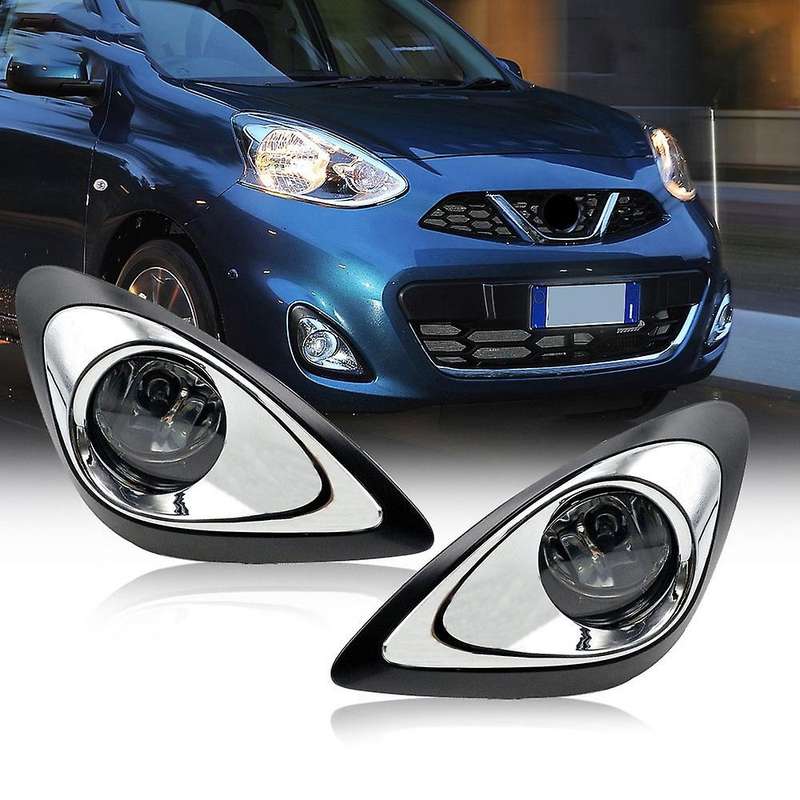 Driving Fog Lights Lamps Assembly with 12V Halogen Bulbs & Switch for Micra March K13 2010-2013 Acce