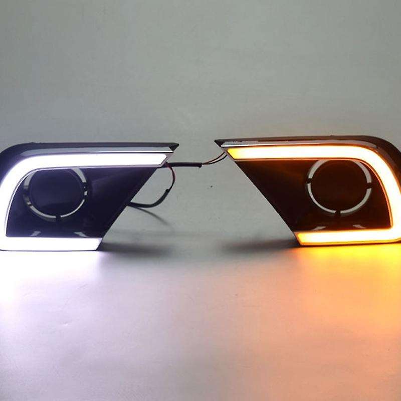 DRL with Turning Yellow Signal LED Daytime Running Light Led Fog Lamp Cover for 2013-2015