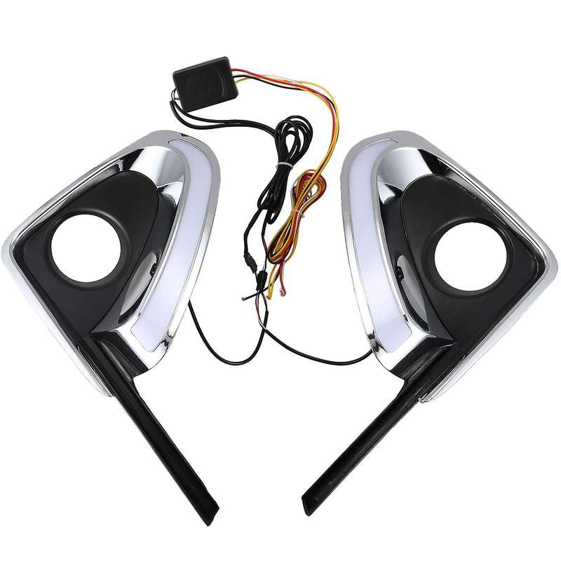 DRL LED Daytime Running Light Daylight Fog Lamp Cover Turn Yellow Signal for Fortuner 2015 2016 2017