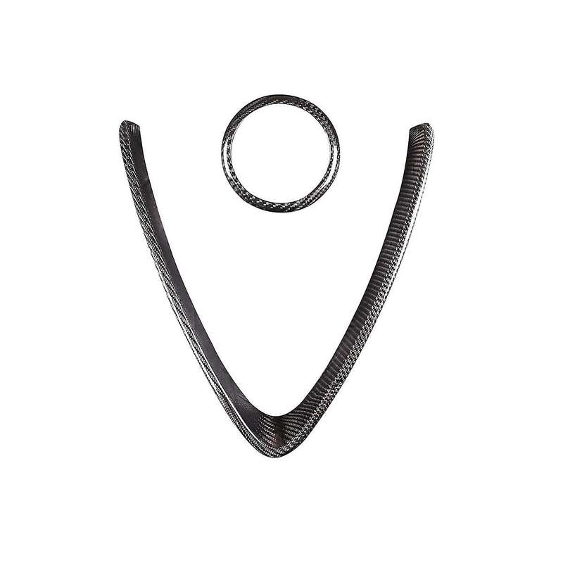 Dry Carbon Fiber Car Front Grill Protective Frame Logo Cover Trim for Stelvio 2017-2020 Accessories