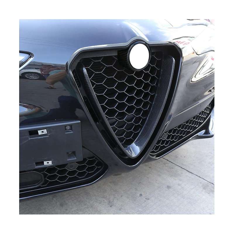 Dry Carbon Fiber Car Front Grill Protective Frame Logo Cover Trim for Stelvio 2017-2020 Accessories