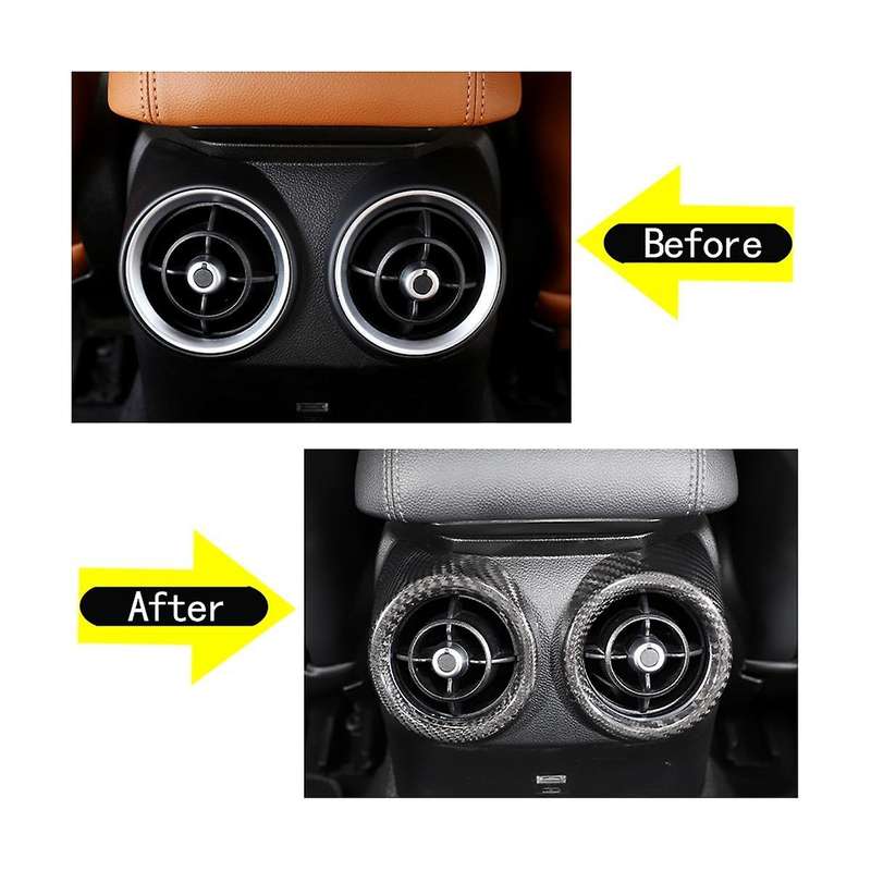 Dry Carbon Fiber Car Rear Row Outlet Cover Trim for 2017-2020 Interior Accessories