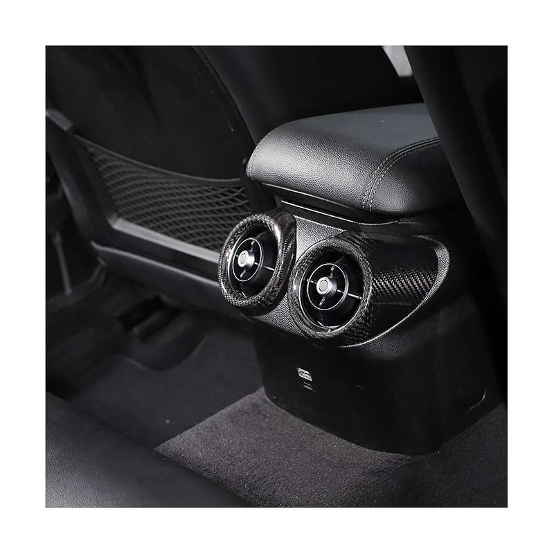 Dry Carbon Fiber Car Rear Row Outlet Cover Trim for 2017-2020 Interior Accessories