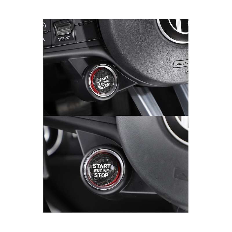 Dry Carbon Fiber Car Start Stop Engine Button Cover Trim for Stelvio 2017-2020 Accessories, Black