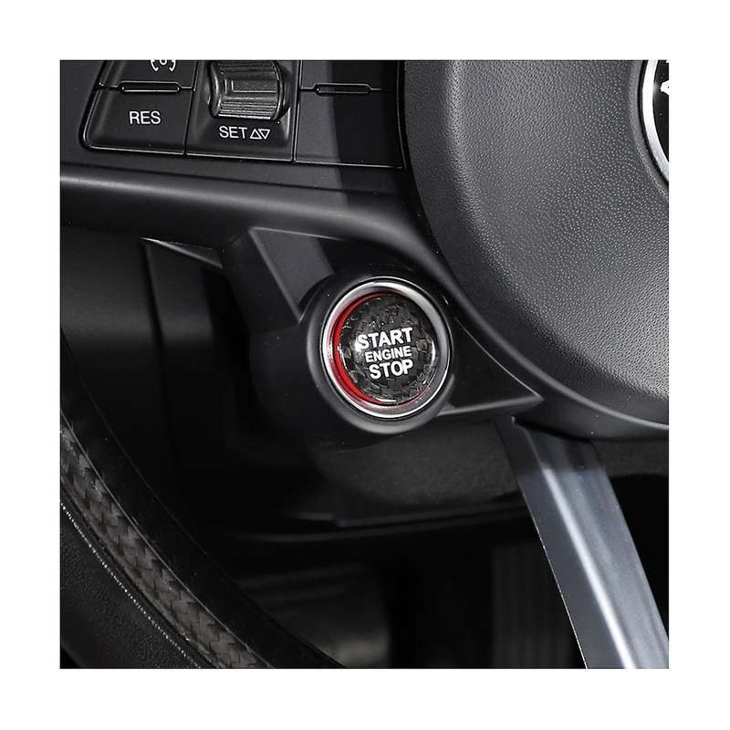 Dry Carbon Fiber Car Start Stop Engine Button Cover Trim for Stelvio 2017-2020 Accessories, Black