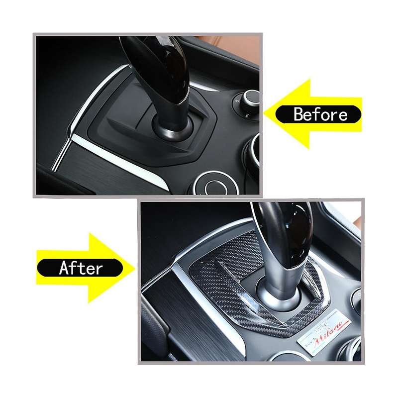 Dry Carbon Fiber Car Center Console Gear Shift Panel Cover Trim Sticker for 2017-2019 Accessories