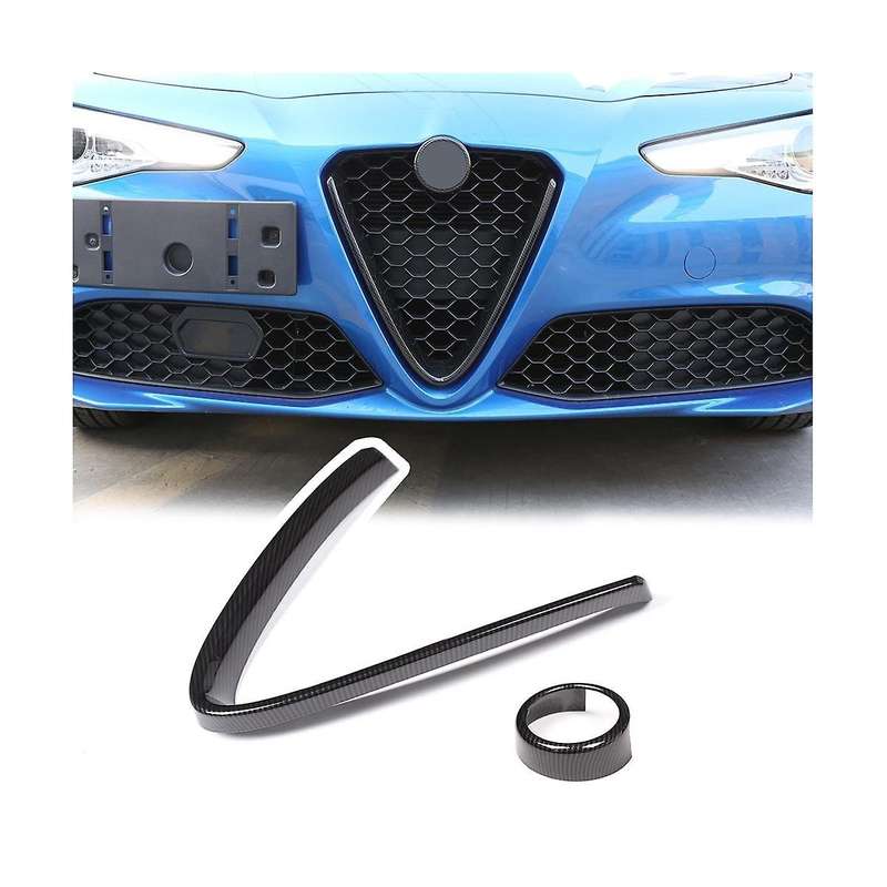 Dry Carbon Fiber Car Front Grill Protective Frame Logo Cover Trim for 2017-2020 Accessories