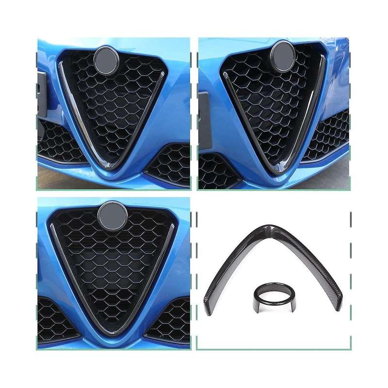 Dry Carbon Fiber Car Front Grill Protective Frame Logo Cover Trim for 2017-2020 Accessories