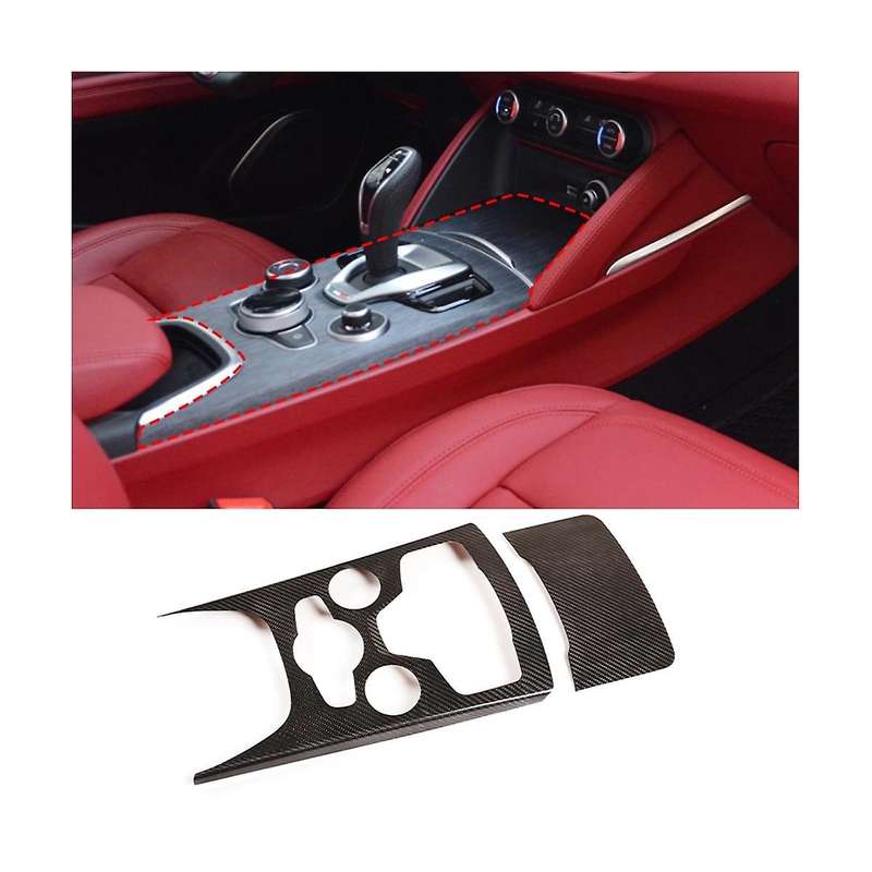Dry Carbon Fiber Car Center Console Gear Shift Panel Decoration Trim for Stelvio 2020-2022 Accessori