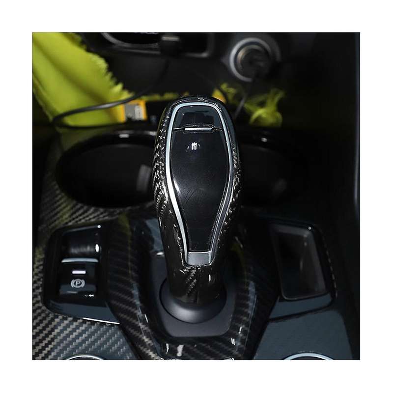 Dry Carbon Fiber Car Gear Shift Head Knob Decorative Cover Trim for /Stelvio 2020-2021 Accessories