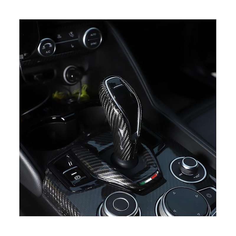 Dry Carbon Fiber Car Gear Shift Head Knob Decorative Cover Trim for /Stelvio 2020-2021 Accessories