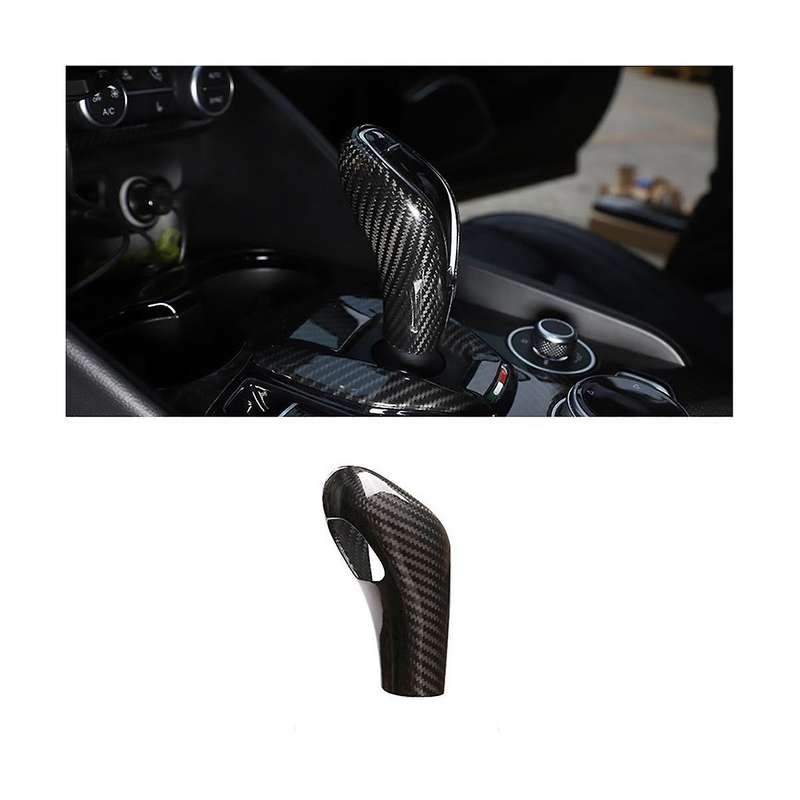 Dry Carbon Fiber Car Gear Shift Head Knob Decorative Cover Trim for /Stelvio 2020-2021 Accessories