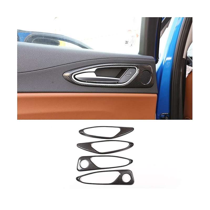 Dry Carbon Fiber for 2017 2018 2019 Car Interior Door Handle Frame Cover Trim Accessories