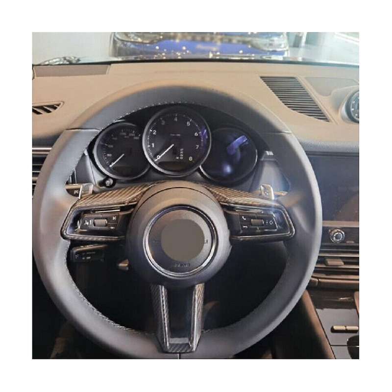 Dry Carbon Fiber Car Steering Wheel Button Frame Cover Trim Kit for 911 Taycan 2019-2023 Accessorie