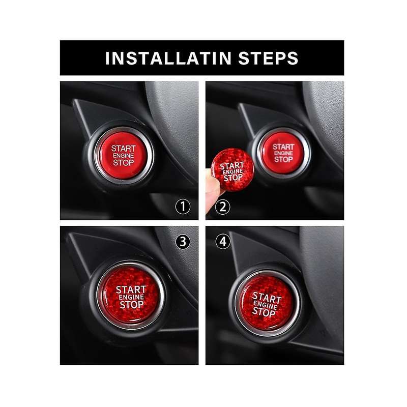 Dry Carbon Fiber Car Start Stop Engine Button Cover Trim for Stelvio 2017-2020 Accessories, Red