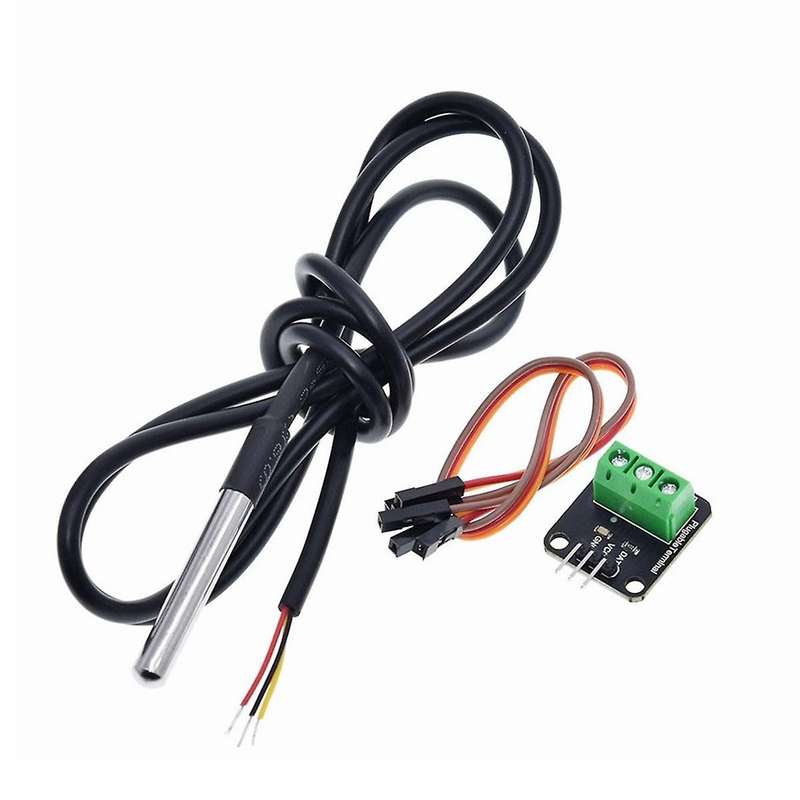 DS18B20 Temperature Sensor Module Kit Waterproof 100CM Digital Sensor Cable Probe Terminal Adapter