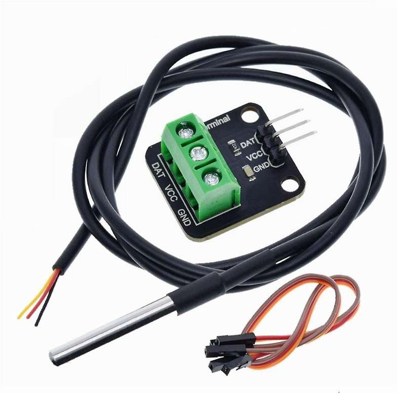 DS18B20 Temperature Sensor Module Kit Waterproof 100CM Digital Sensor Cable Probe Terminal Adapter