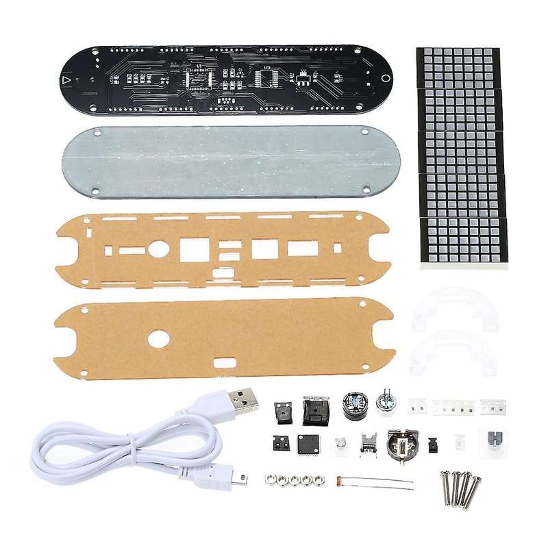 DS3231 Diy Clock Kit 4 Digital Tube Green Led Time Week Temperature Date Display with Clear Case Cov