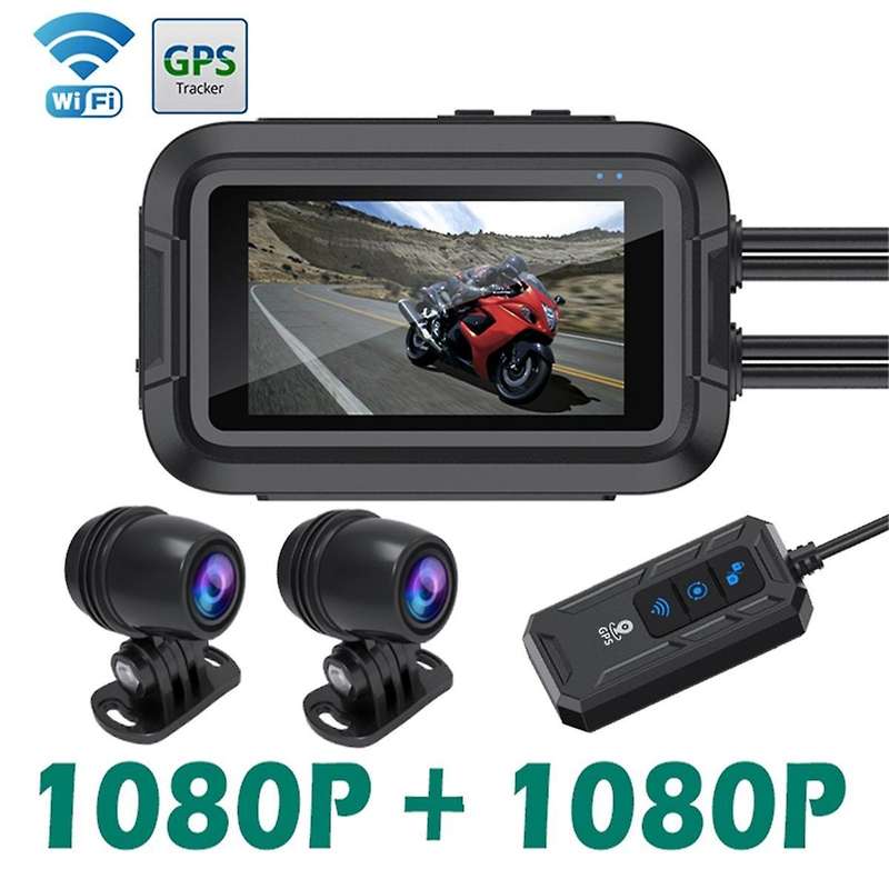 Dual 1080P Motorcycle DVR Waterproof Moto Camera WiFi GPS Dash Cam Front Rear Driving Video Recorde