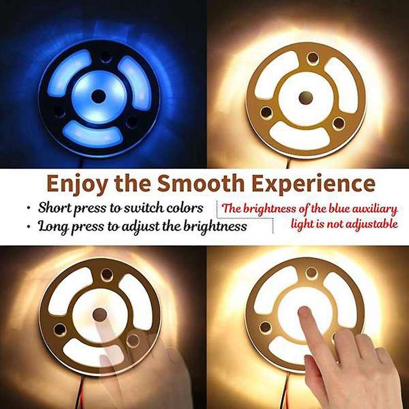 Dual Blue/White/Warm Touch-Dimmer LED Lamp 12-30V DC LED Circular Roof Ceiling Light Caravan RV Mari