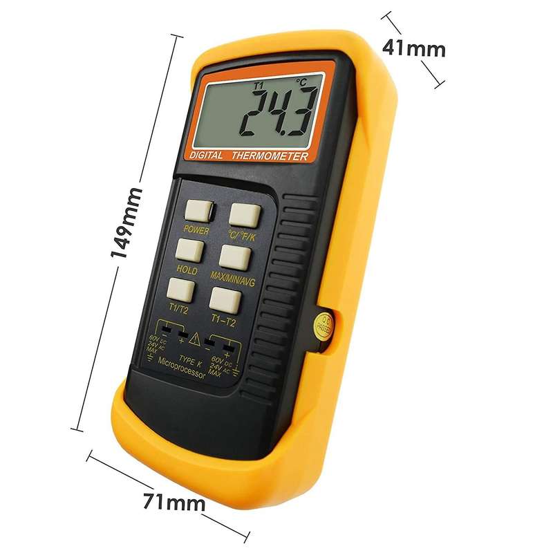 Dual Channels K-Type Thermometer Thermocouples Handheld High Temperature Kelvin Scale Dual Measureme