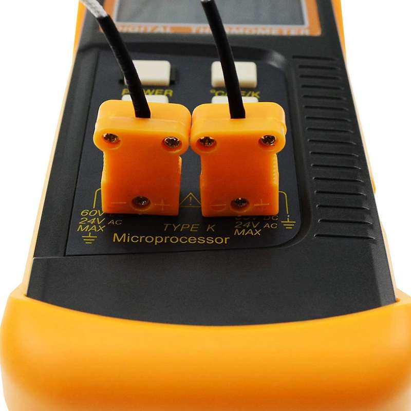Dual Channels K-Type Thermometer Thermocouples Handheld High Temperature Kelvin Scale Dual Measureme