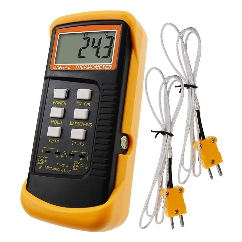 Dual Channels K-Type Thermometer Thermocouples Handheld High Temperature Kelvin Scale Dual Measureme