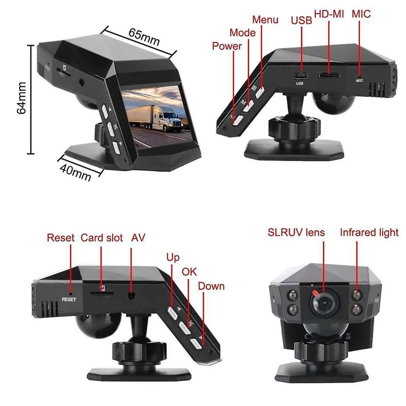 Dual Lens DVR Camera Car Dash Cam Video Recorder Rear View Monitor DashCam 2Inch Screen 1080P Wide