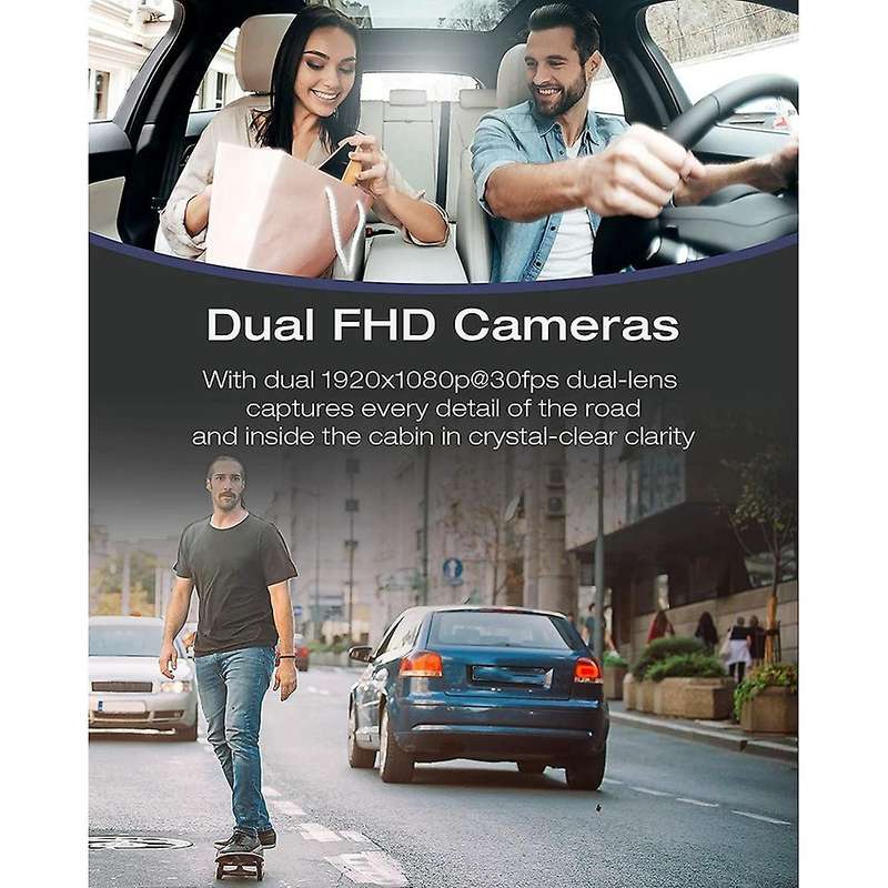 Dual Lens Dash Cam FHD 1080P Front Inside Cabin 1.5Inch LCD Display Car Camera Driving Recorder for
