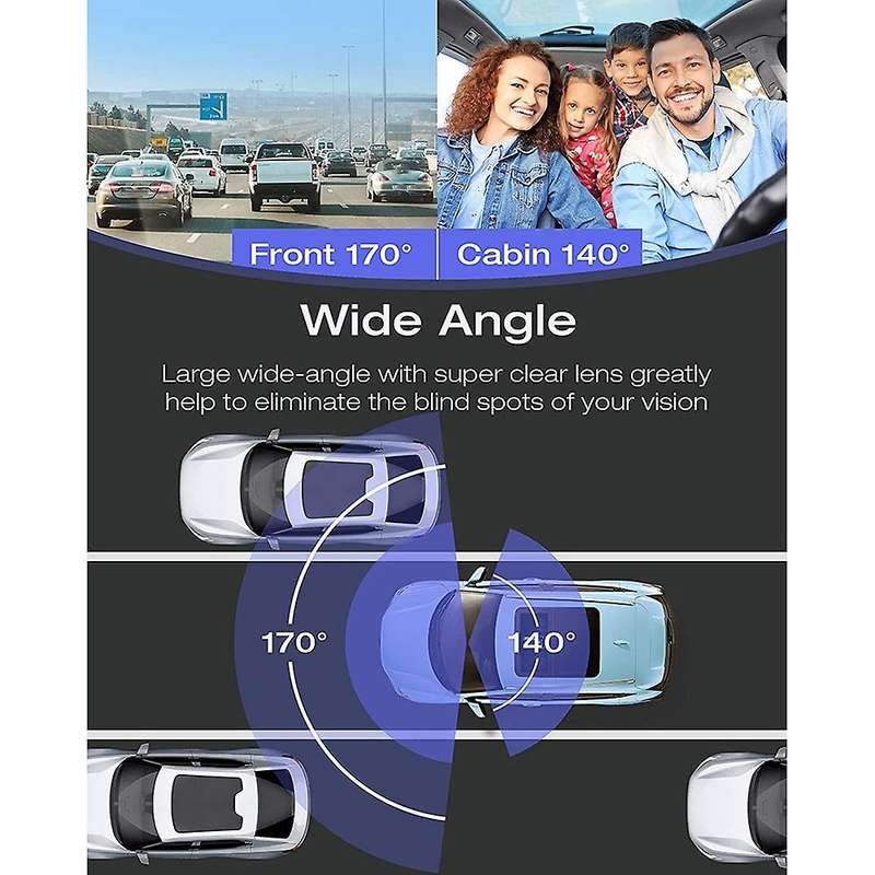 Dual Lens Dash Cam FHD 1080P Front Inside Cabin 1.5Inch LCD Display Car Camera Driving Recorder for