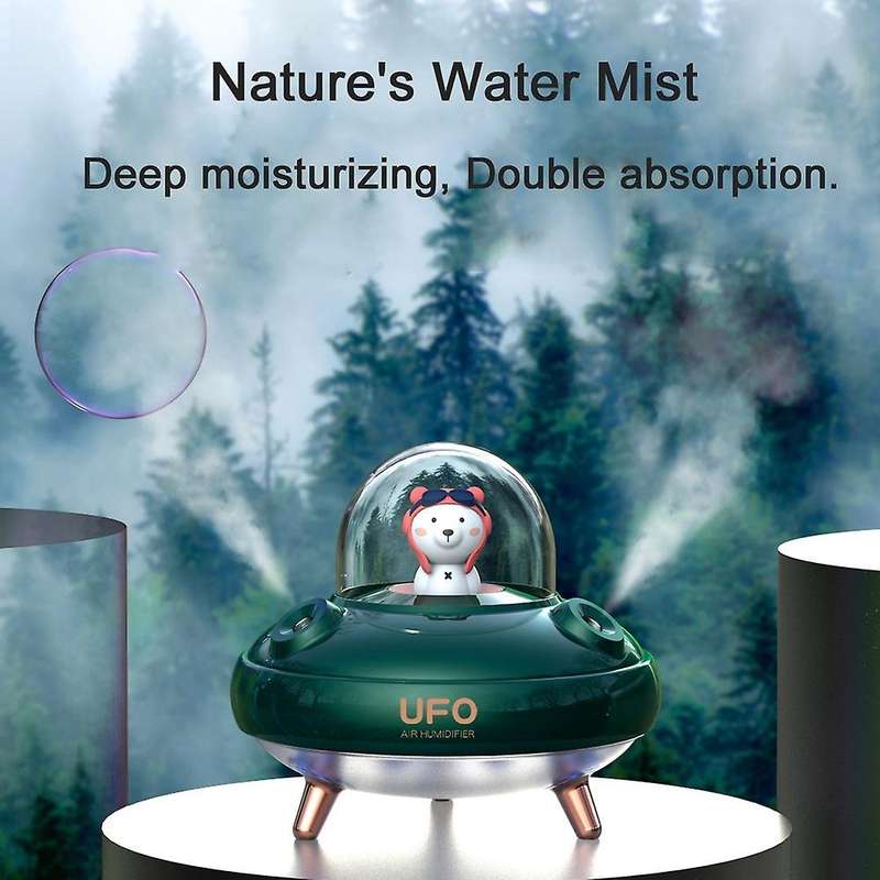 Dual Nozzles UFO Humidifier Desktop Air Humidifier Cute Planet Bear LED Light Ultrasonic Aroma Essen