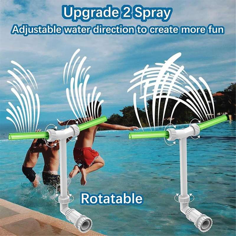 Dual Spray Water Fountain with Fluorescent Green Lights,Adjustable 2in1 Nozzle for Inground and Abov