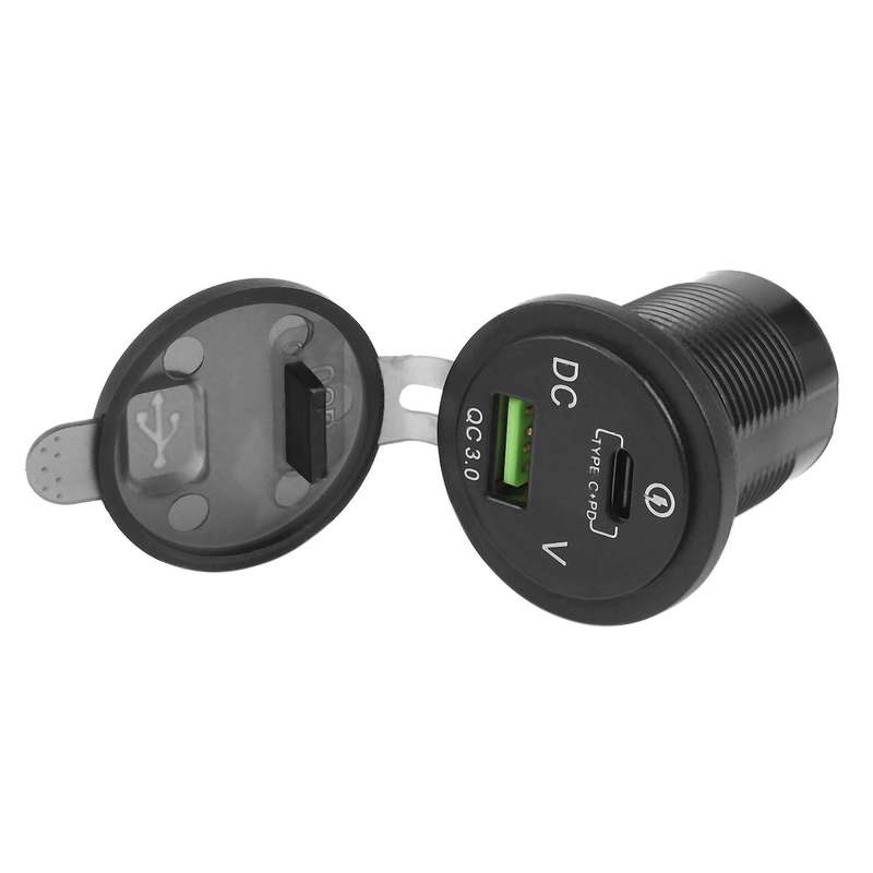 Dual USB Charger Socket Adapter with LED Voltmeter Waterproof Dustproof Cover for 12/24V Car Motorcy
