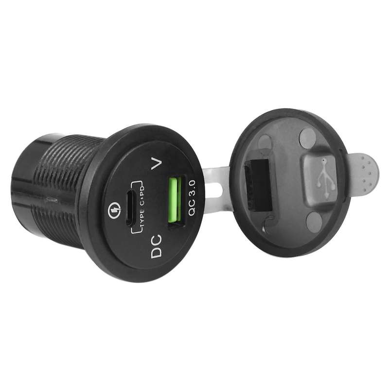 Dual USB Charger Socket Adapter with LED Voltmeter Waterproof Dustproof Cover for 12/24V Car Motorcy