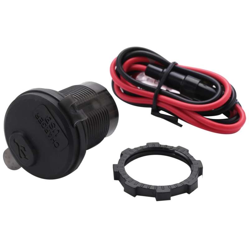 Dual USB Charger Socket Adapter with LED Voltmeter Waterproof Dustproof Cover for 12/24V Car Motorcy