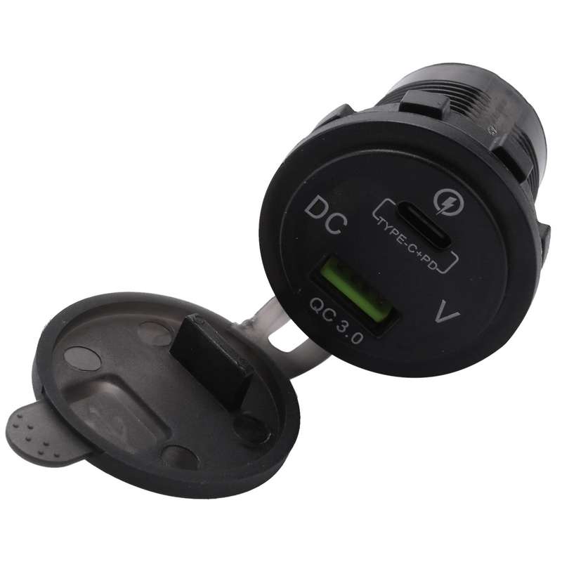 Dual USB Charger Socket Adapter with LED Voltmeter Waterproof Dustproof Cover for 12/24V Car Motorcy