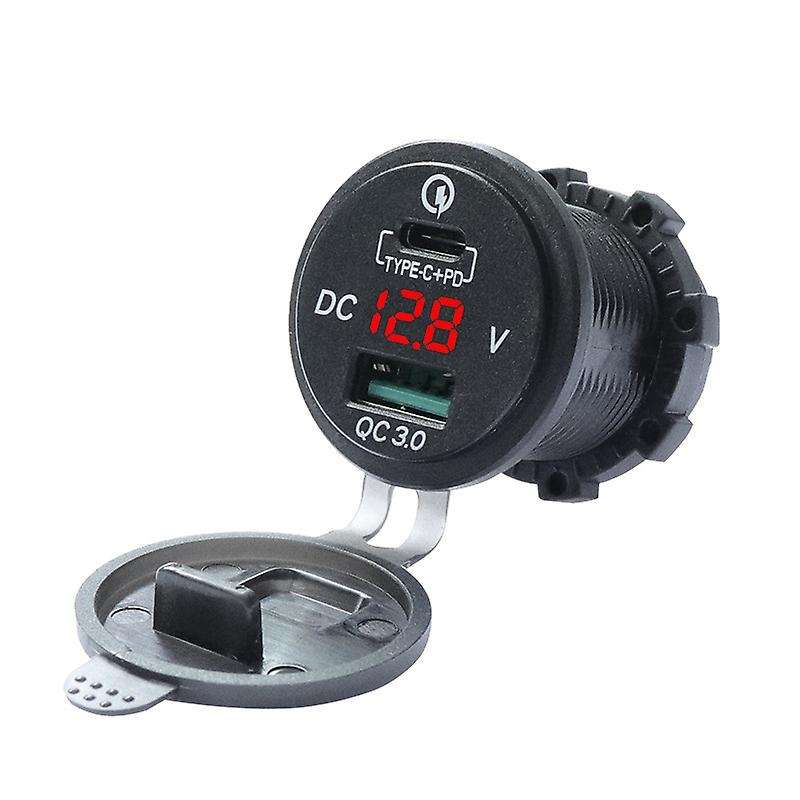 Dual USB Charger Socket Adapter with LED Voltmeter Waterproof Dustproof Cover for 12/24V Car Motorcy