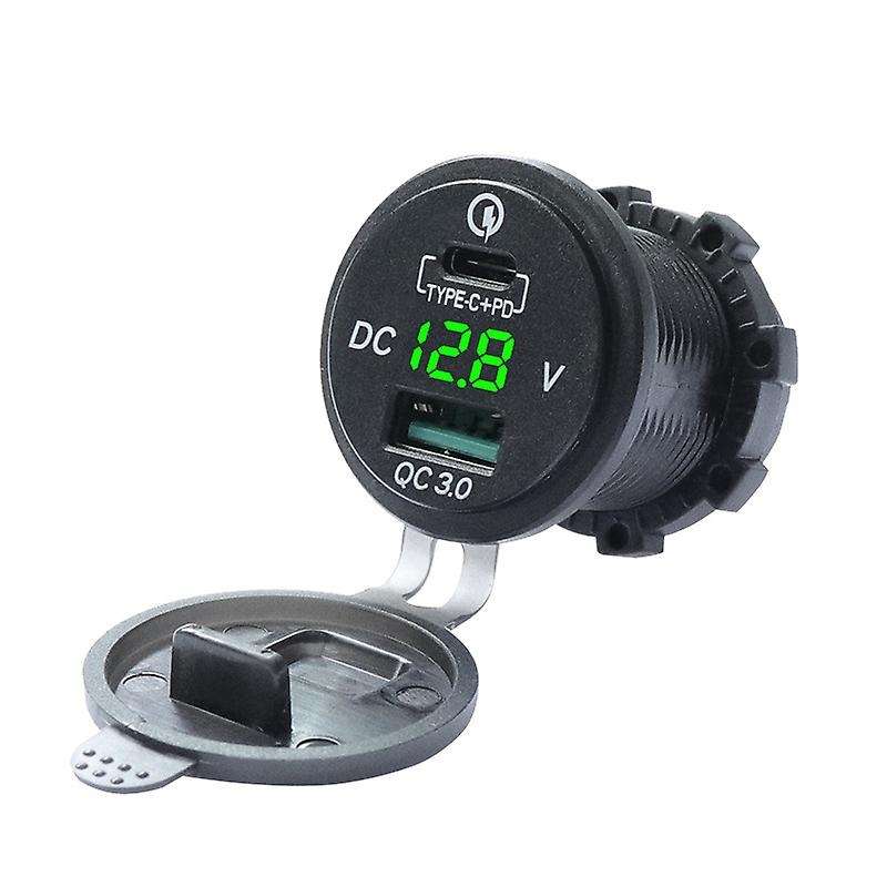 Dual USB Charger Socket Adapter with LED Voltmeter Waterproof Dustproof Cover for 12/24V Car Motorcy