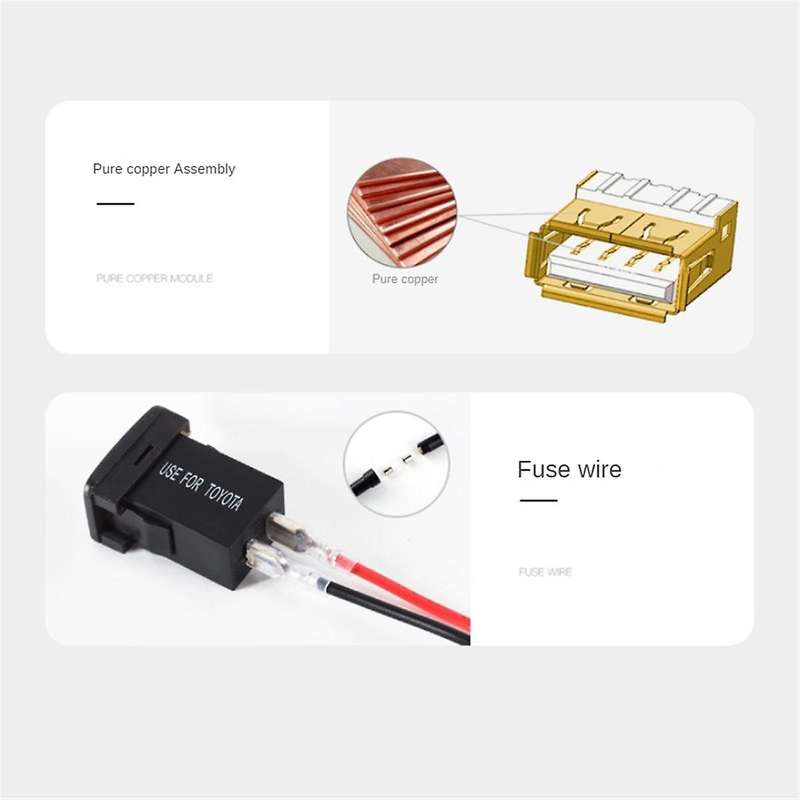 Dual USB Port Fast Charging Connector for Recessed Car Charger Socket 12-24V Automotive Voltmeter Ac