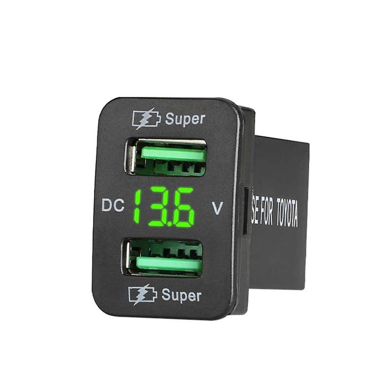 Dual USB Port Fast Charging Connector for Recessed Car Charger Socket 12-24V Automotive Voltmeter Ac