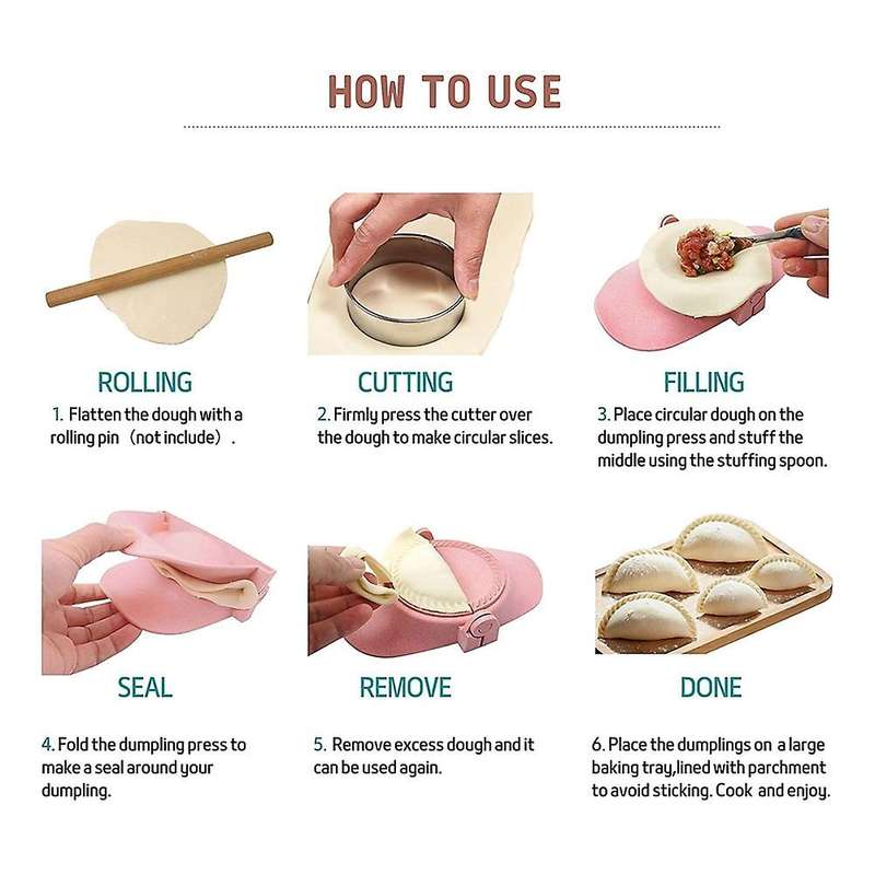 Dumpling Maker, Dumpling Dough Press Mold Set with Ring Cutter and Stuffing Spoon, Kitchen Gadget F