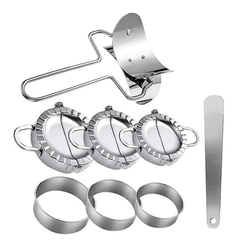Dumplings Maker 8 Pcs, Press Mold Set and Cutter for Chinese Wonton, Gyoza Skin