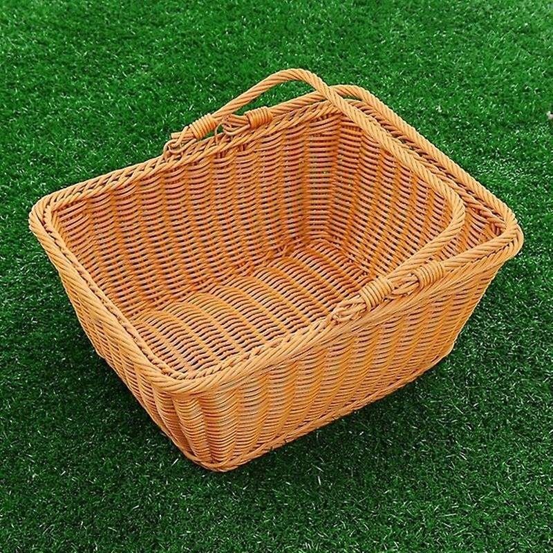 Durable Artificial Rattan Handmade Portable Picnic Basket Rattan Woven Supermarket Shopping Basket