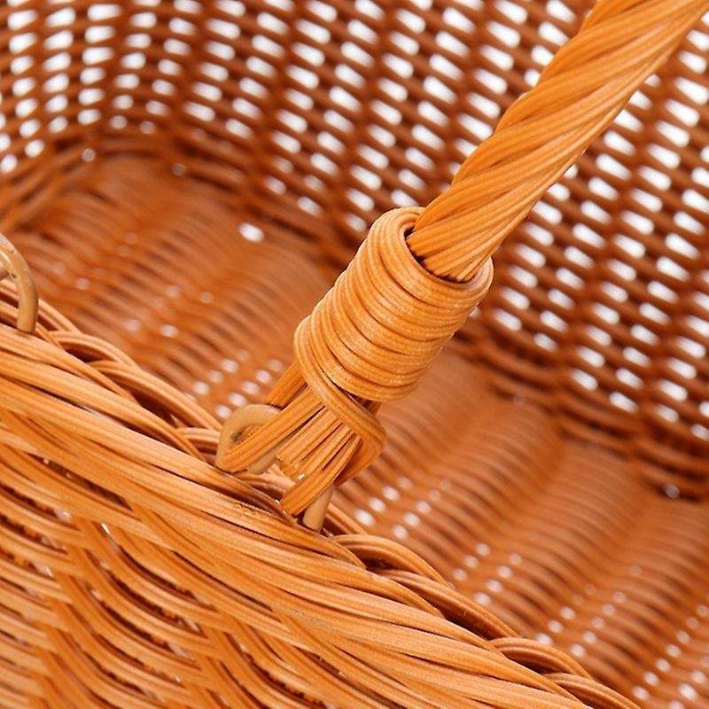 Durable Artificial Rattan Handmade Portable Picnic Basket Rattan Woven Supermarket Shopping Basket