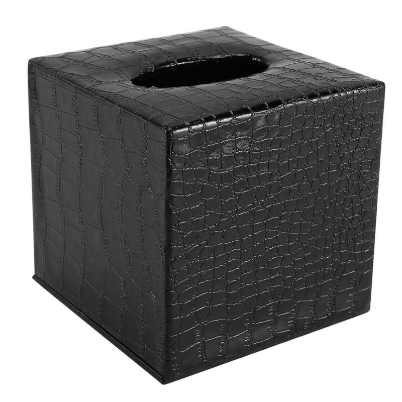 Durable Room Car Pu Leather Square Tissue Box Paper Holder Case Cover Napkin Color:black Pattern,si