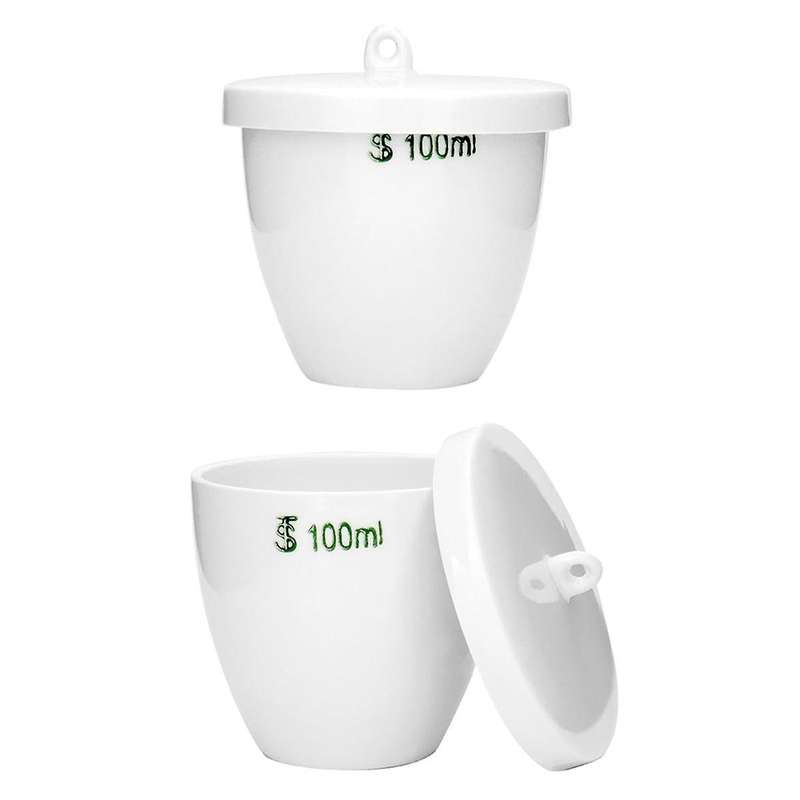 Durable Porcelain Crucible with Lid, 100Ml Capacity, for School, Laboratory, 6 Pack