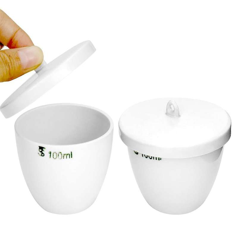 Durable Porcelain Crucible with Lid, 100Ml Capacity, for School, Laboratory, 6 Pack