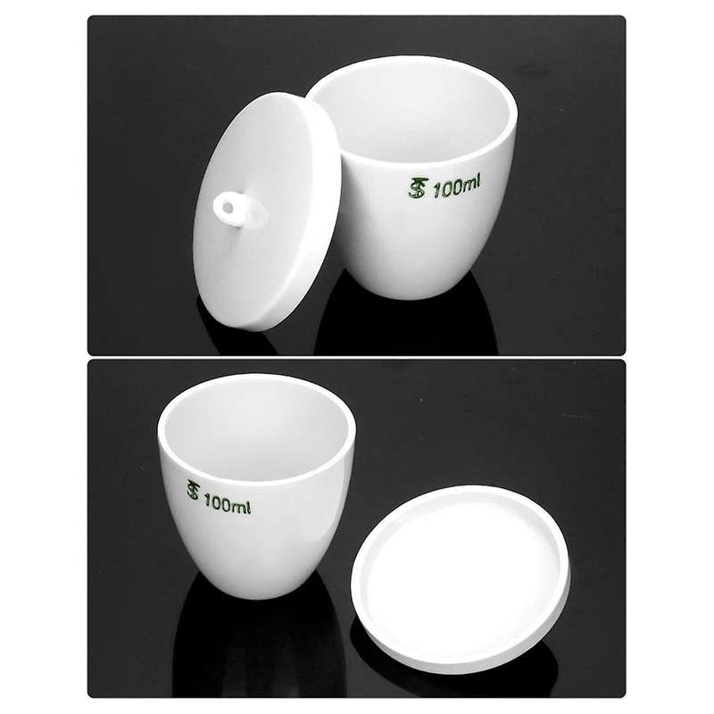 Durable Porcelain Crucible with Lid, 100Ml Capacity, for School, Laboratory, 6 Pack