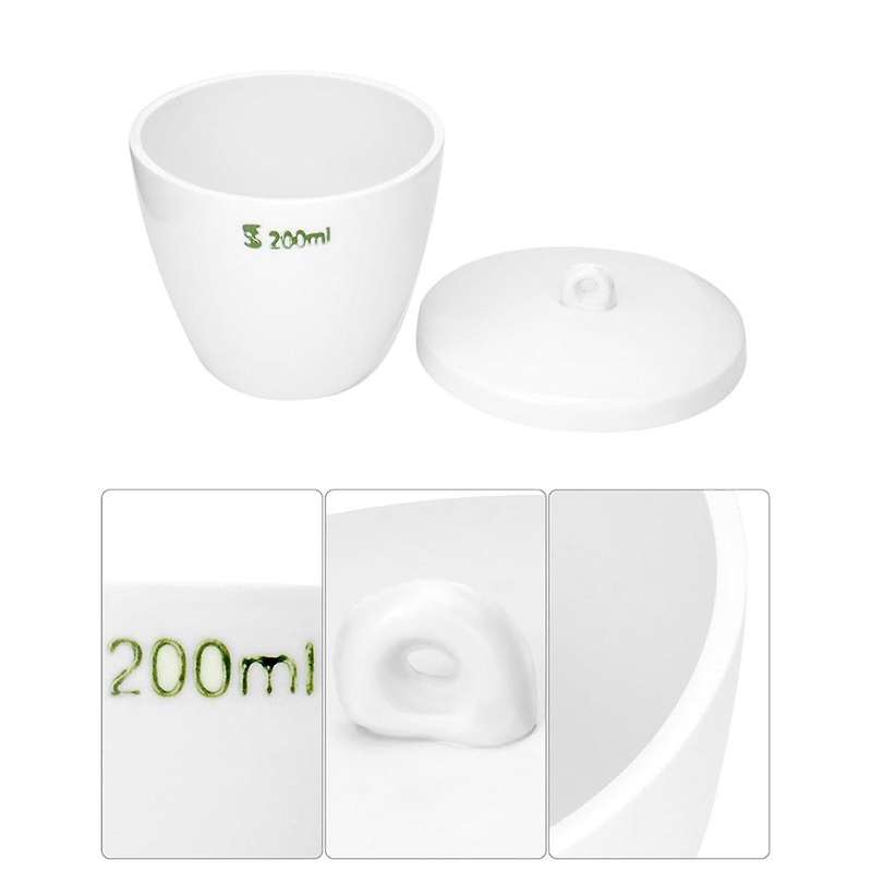 Durable Porcelain Crucible with Lid, 200Ml Capacity, for School, Laboratory, 4 Pack