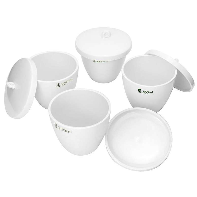 Durable Porcelain Crucible with Lid, 200Ml Capacity, for School, Laboratory, 4 Pack